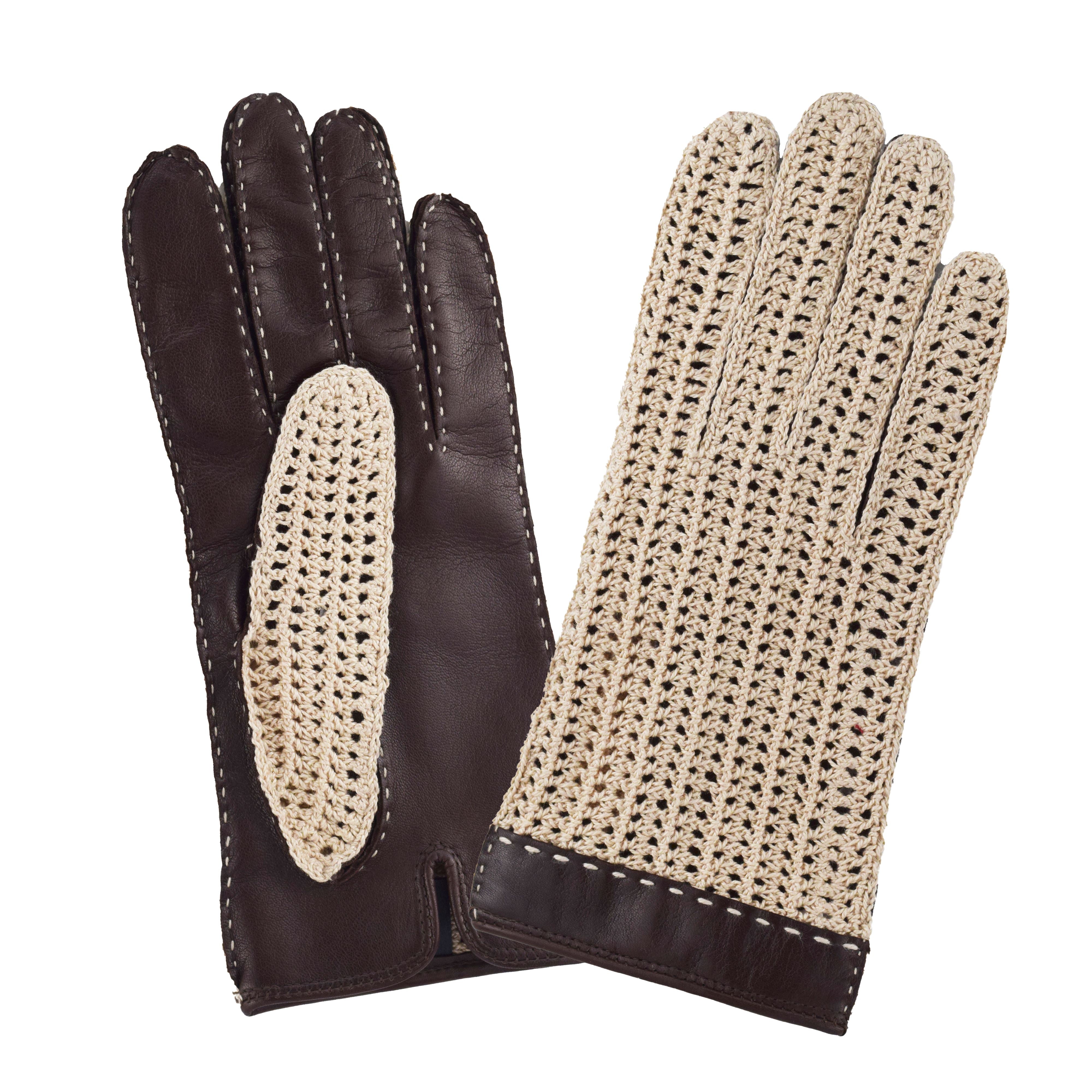 Gants de conduite cuir & crochet coton pour homme - L'Intemporel