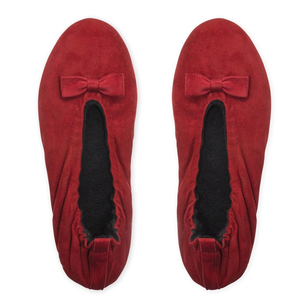 Ballerines d'interieur en cuir agneau suédé-CF0139 Ballerines d'interieur femme Glove Story Rouge S (35/36) 