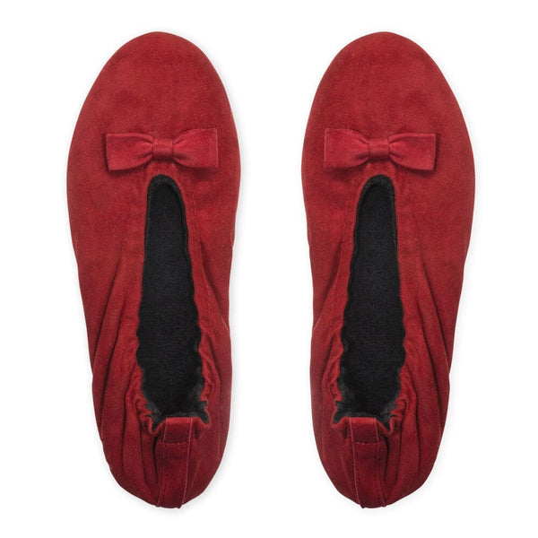 Ballerines d'interieur en cuir agneau suédé-CF0139 Ballerines d'interieur femme Glove Story Rouge S (35/36) 