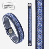 Bracelet cuir femme cuir Swarovski elements-BF series Bracelets Glove Story Bleu denim 17.5 cm 