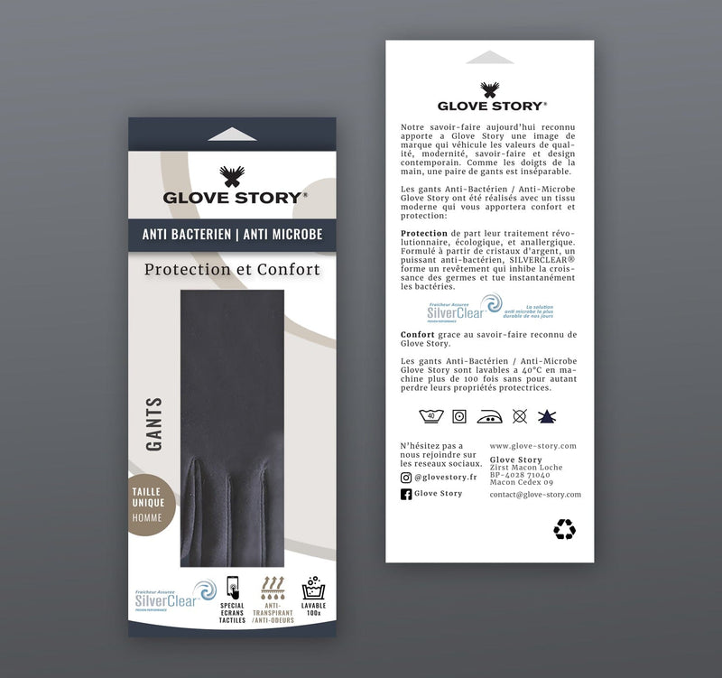 Gants antibactérien homme-87% Polyester-13% Spandex-Tactile-Silver Clear Gant Glove Story 