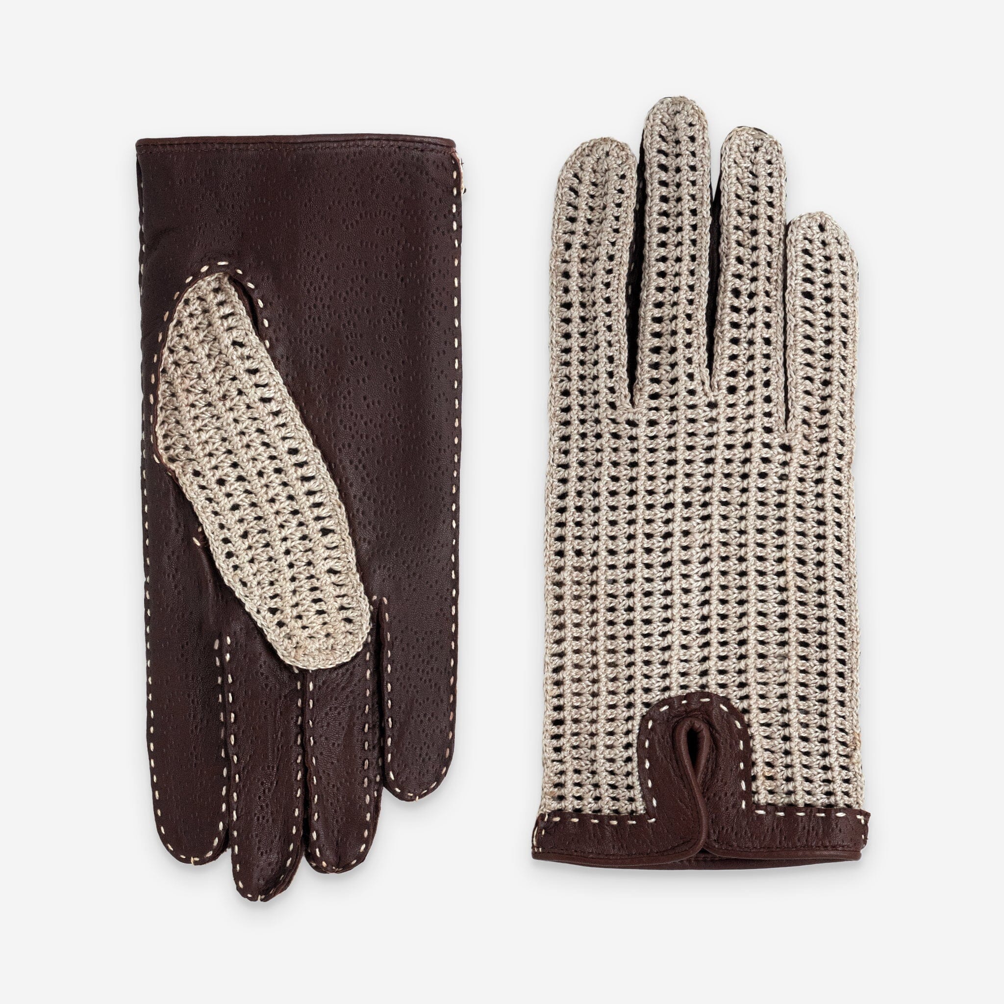 Gants crochet coton cuir agneau-non doublé-21188NF Gants cuir femme prestige Glove Story Tan 6.5 