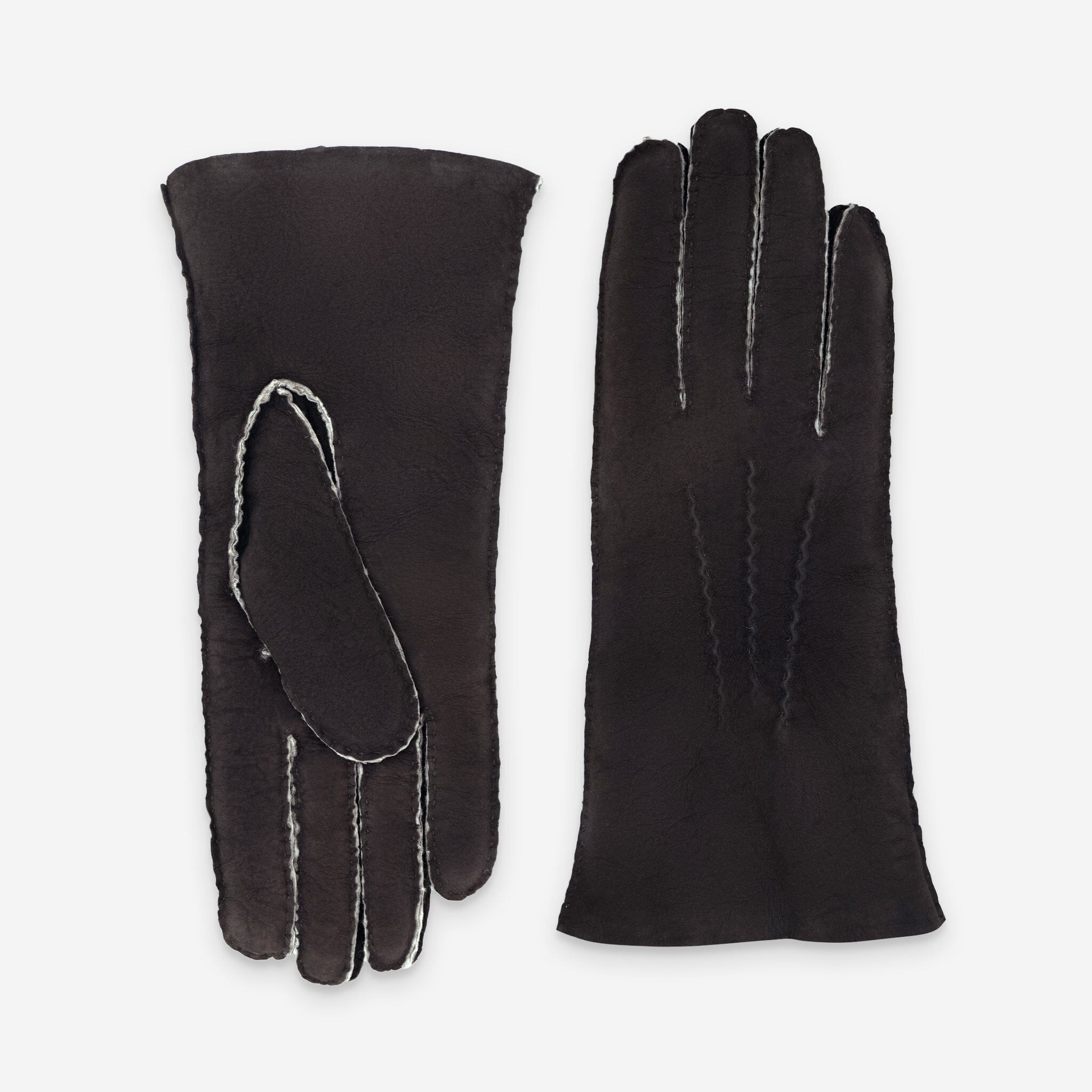 Gants cuir-100% curly-mouton retourné-21154CU Gant Glove Story Choco 6.5 