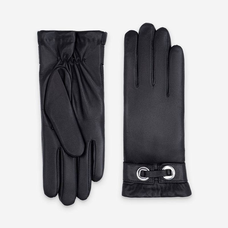 Gants cuir agneau-100% cachemire-21556CA Gants cuir femme prestige Glove Story Noir 6.5 