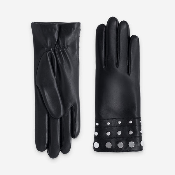 Gants cuir agneau-100% cachemire-21605CA Gants cuir femme prestige Glove Story Noir 6.5 