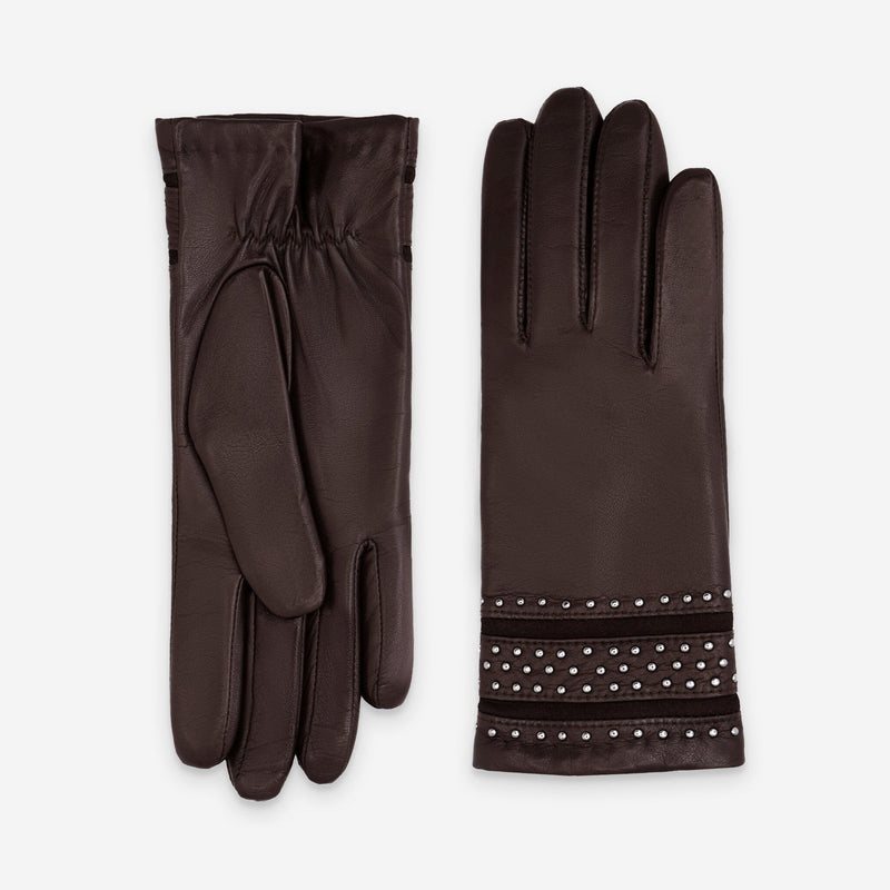 Gants cuir agneau-100% laine-21593TR Gants cuir femme prestige Glove Story Black Coffe 6.5 