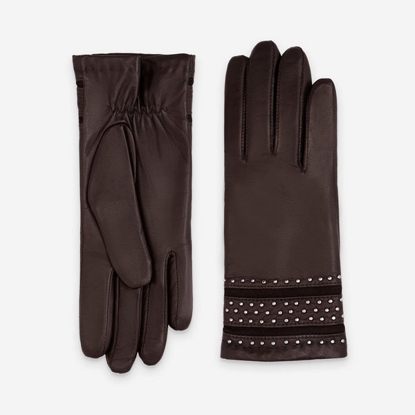 Gants cuir agneau-100% laine-21593TR Gants cuir femme prestige Glove Story Black Coffee 6.5 