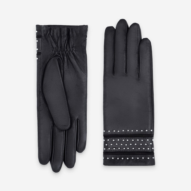 Gants cuir agneau-100% laine-21593TR Gants cuir femme prestige Glove Story Noir 6.5 