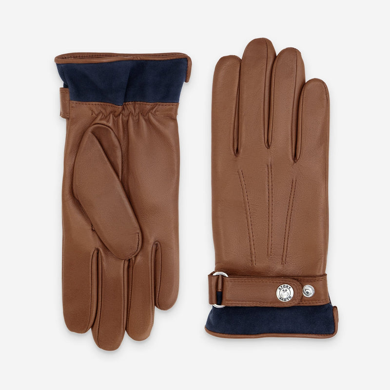 Gants cuir agneau-100% laine- 22090TR Gants cuir homme prestige Glove Story Cork/Deep Blue 7.5 