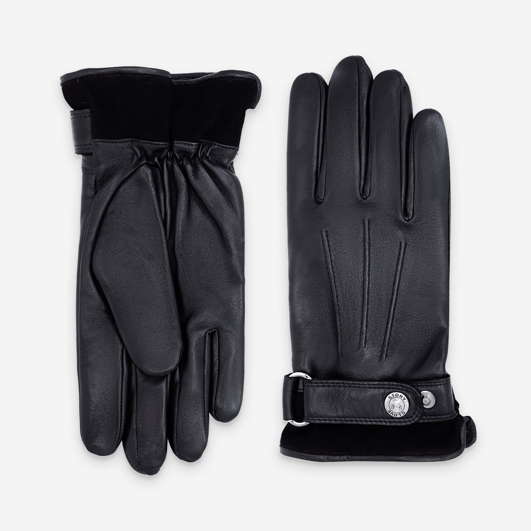 Gants cuir agneau-100% laine- 22090TR Gants cuir homme prestige Glove Story Noir 7.5 