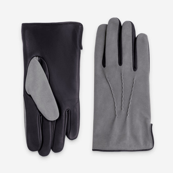 Gants cuir agneau-100% polyester (polaire)-22093PO Gants cuir homme prestige Glove Story Noir/Gris 7.5 