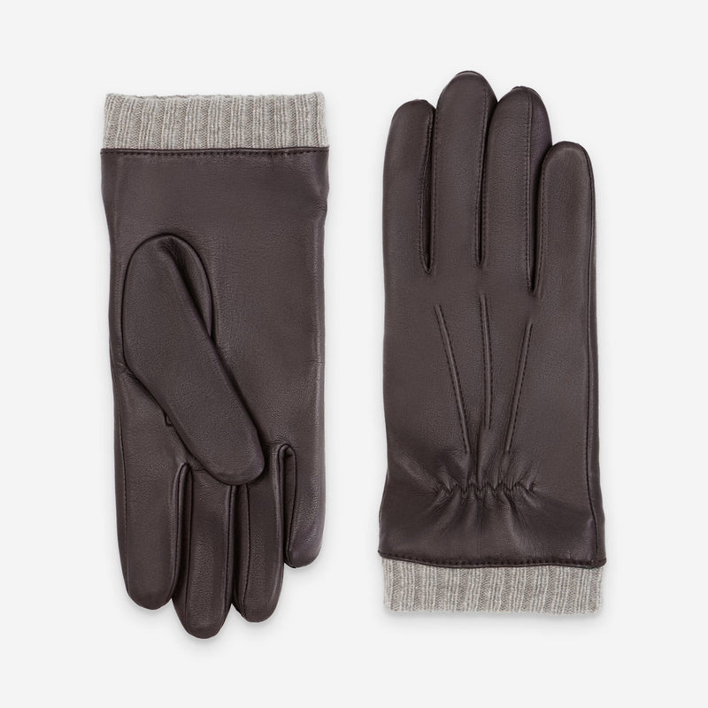 Gants cuir agneau-100% polyester (polaire)-70792PO Gants cuir sport homme Glove Story Choco 7.5 