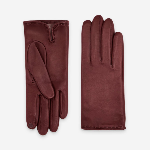 Gants cuir agneau-100% soie-21050ST Gants cuir femme prestige Glove Story Lie de Vin 6.5 