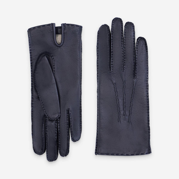 Gants cuir agneau-100% soie-21093SN Gants cuir femme prestige Glove Story Deep Blue 6.5 