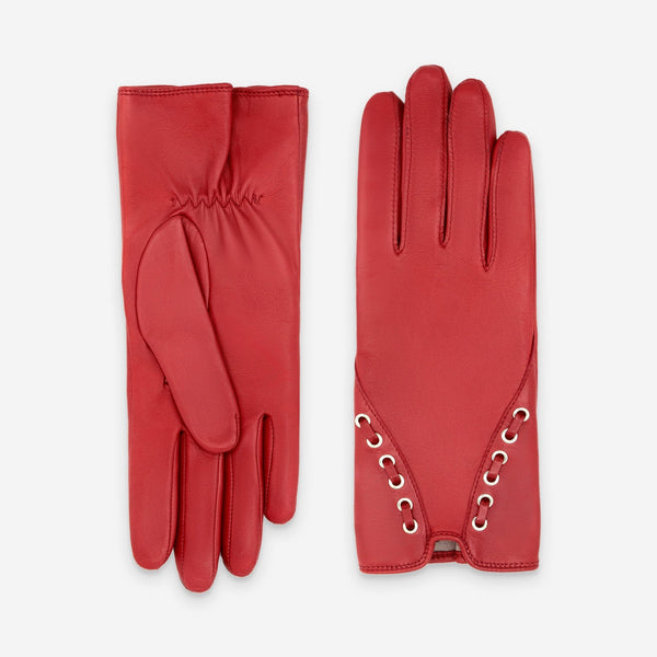 Gants cuir agneau-100% soie-21298SN Gants cuir femme prestige Glove Story Flame Scarlet 6.5 