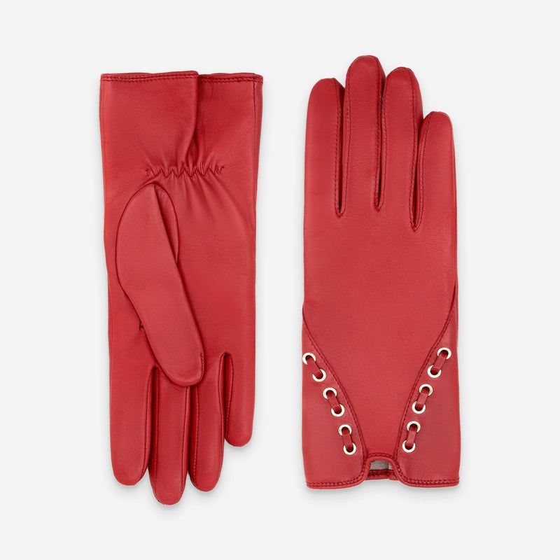 Gants cuir agneau-100% soie-21298SN Gants cuir femme prestige Glove Story Flame Scarlet 6.5 