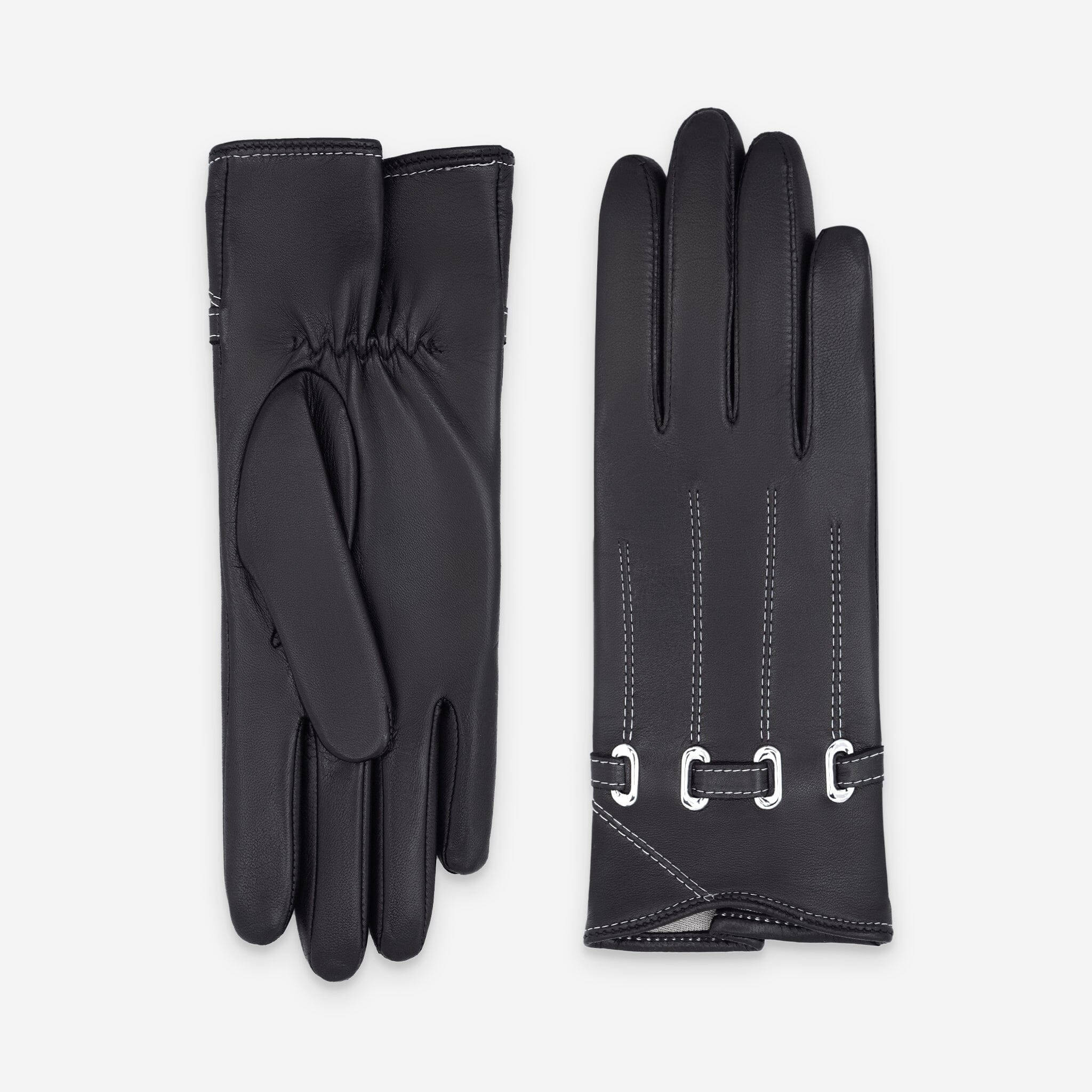 Gants cuir agneau-100% soie-21300SN Gants cuir femme prestige Glove Story Noir 6.5 