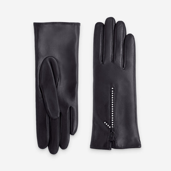 Gants cuir agneau-100% soie-21448SN Gants cuir femme prestige Glove Story Noir 6.5 