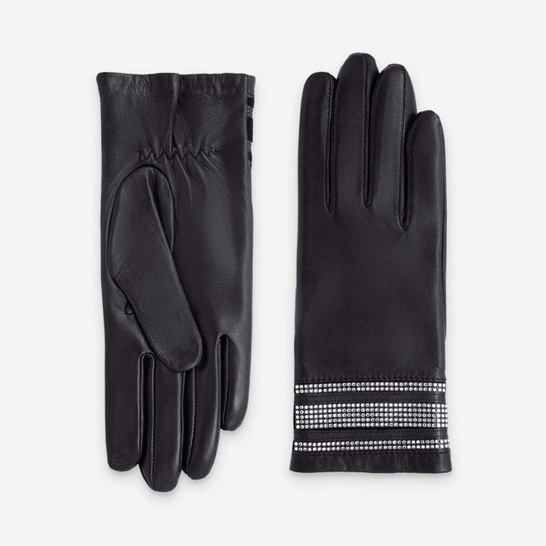 Gants cuir agneau-100% soie-21566SN Gants cuir femme prestige Glove Story Noir 6.5 