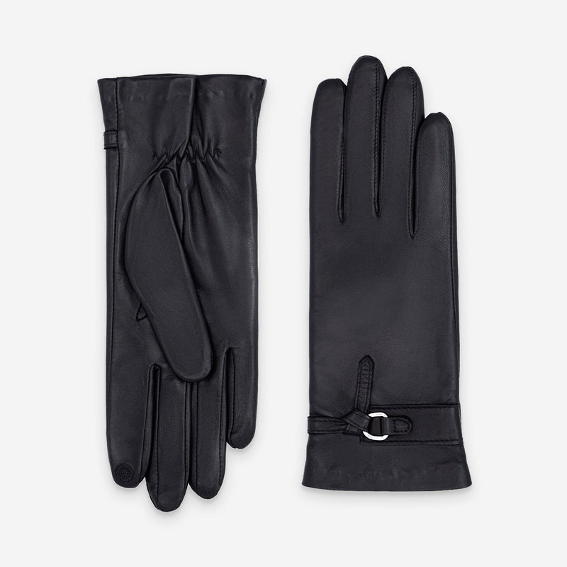 Gants cuir agneau-100% soie-21569SN Gant cuir femme prestige Glove Story Noir/Noir 6.5 