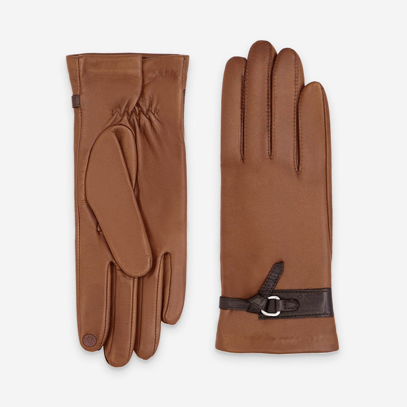 Gants cuir agneau-100% soie-21569SN Gants cuir femme prestige Glove Story Cork/Choco 6.5 