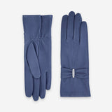 Gants cuir agneau-100% soie-21589SN Gants cuir femme prestige Glove Story Bleu gris 6.5 