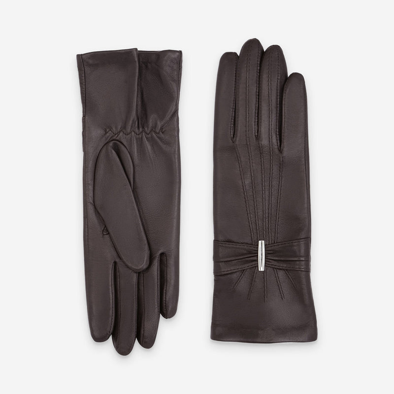 Gants cuir agneau-100% soie-21589SN Gants cuir femme prestige Glove Story Choco 6.5 