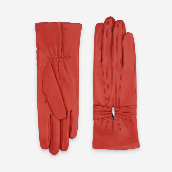 Gants cuir agneau-100% soie-21589SN Gants cuir femme prestige Glove Story Hot red 6.5 