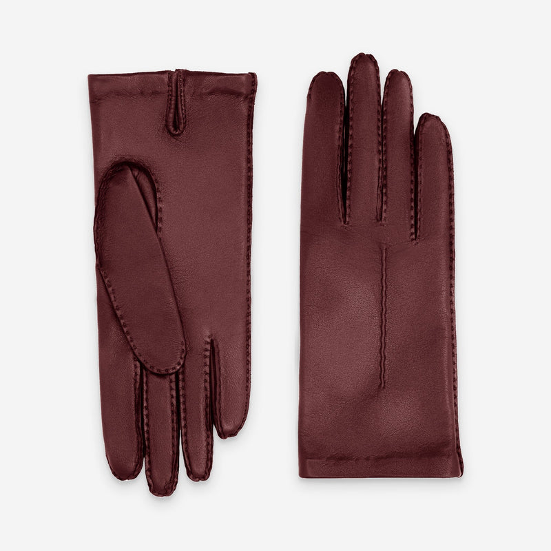 Gants cuir agneau-100% soie-21590SN Gant cuir femme prestige Glove Story Bordeaux 6.5 