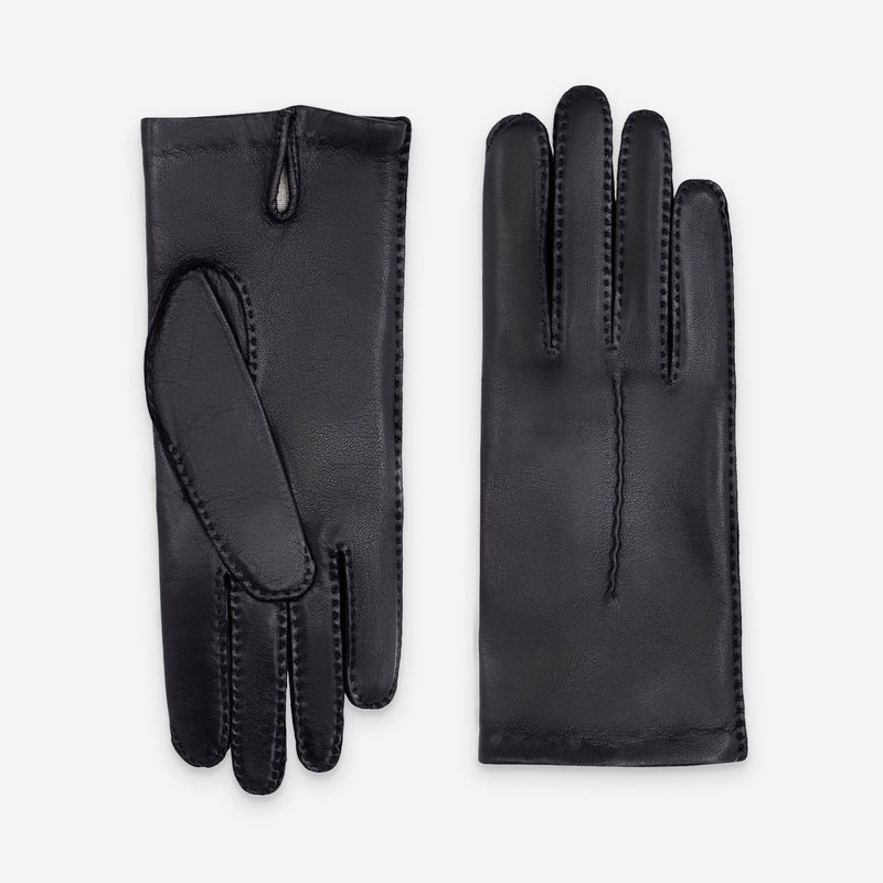 Gants cuir agneau-100% soie-21590SN Gant cuir femme prestige Glove Story Noir 6.5 