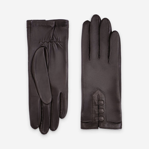 Gants cuir agneau-100% soie-21592SN Gants cuir femme prestige Glove Story Choco 6.5 