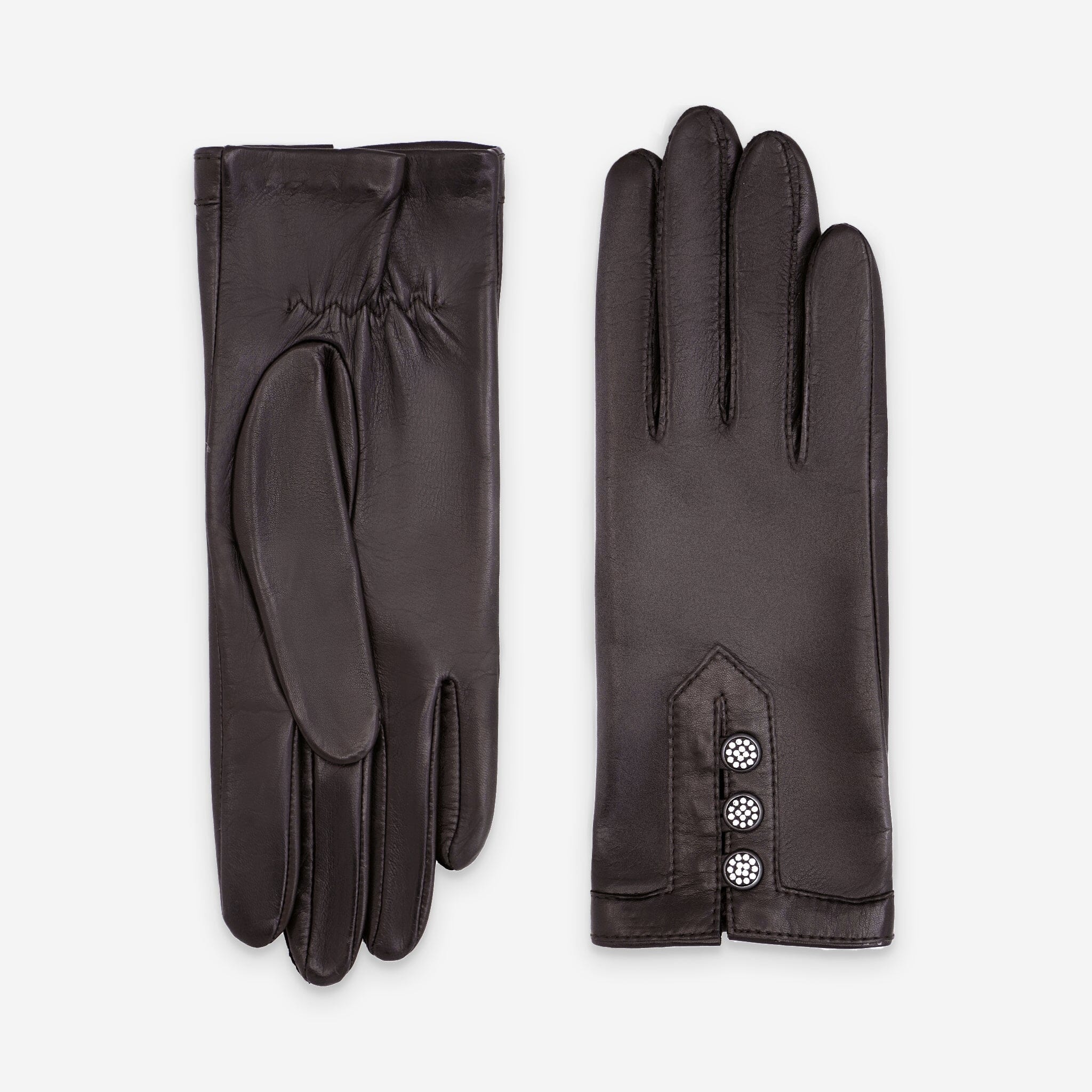 Gants cuir agneau-100% soie-21611SN Gants cuir femme prestige Glove Story Choco 6.5 