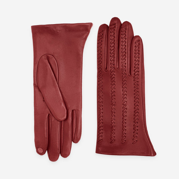 Gants cuir agneau-100% soie-Tactile-21604SN Gants cuir femme prestige Glove Story Rouge 6.5 