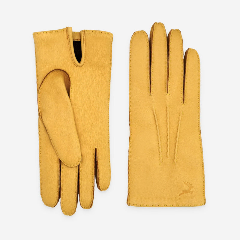 Gants cuir cerf-100% cachemire-21546CA Gants cuir femme prestige Glove Story Jaune 6.5 