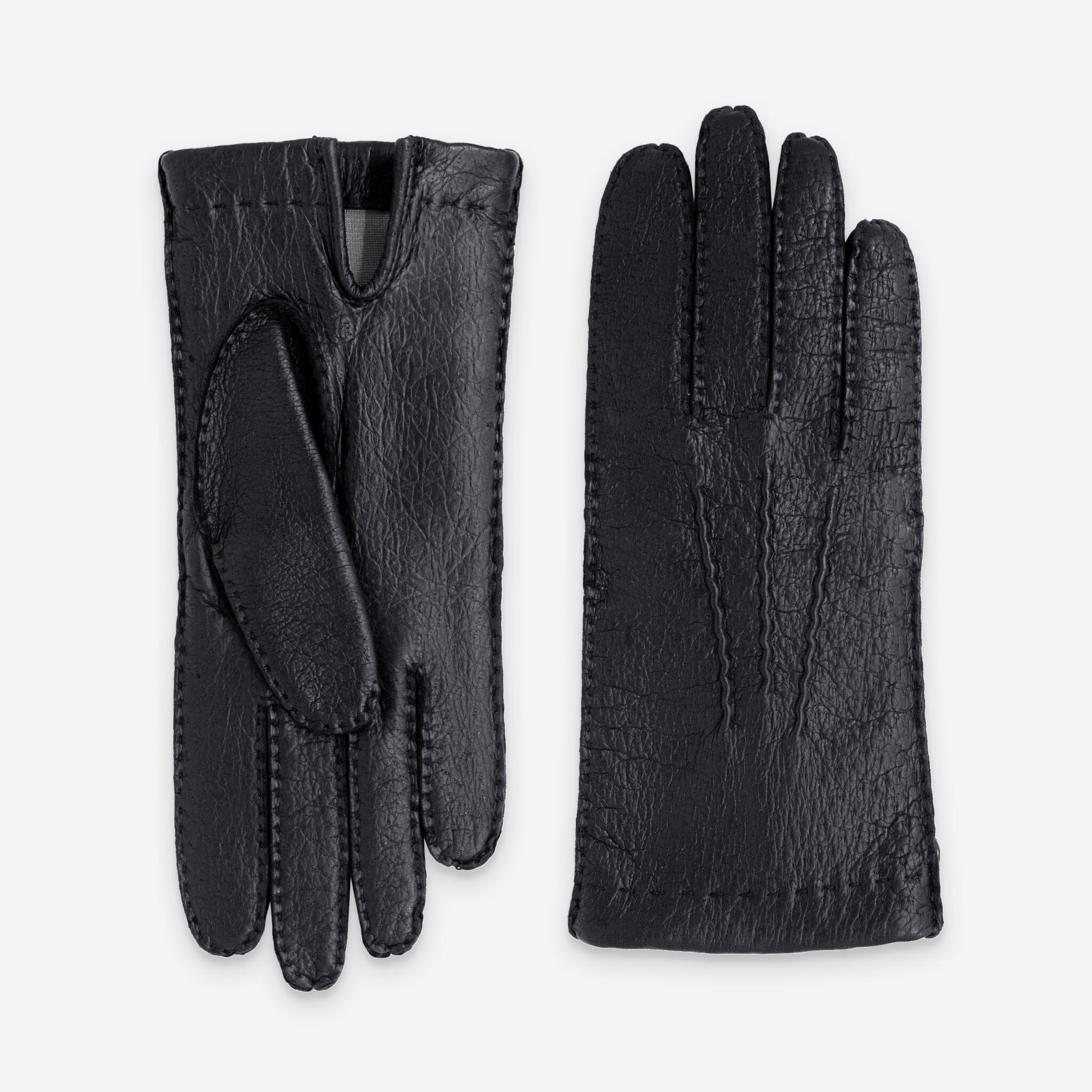 Gants Femme Pecari-doublure 100% soie-21221SN Gants cuir femme prestige Glove Story Noir 6.5 