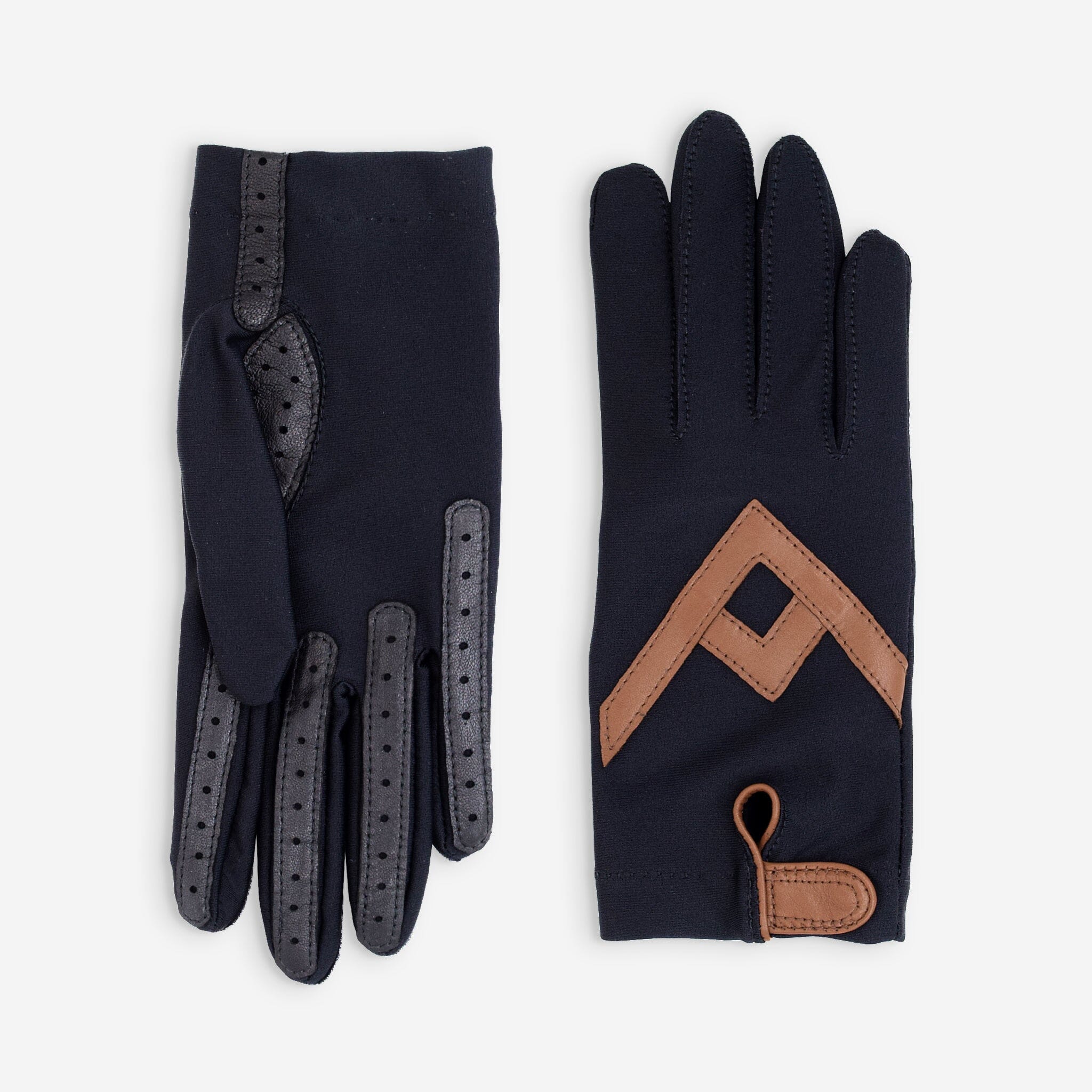 Gants flexicuir-spandex-non doublé-11018NF Gants taille unique femme Glove Story Noir/vison TU 