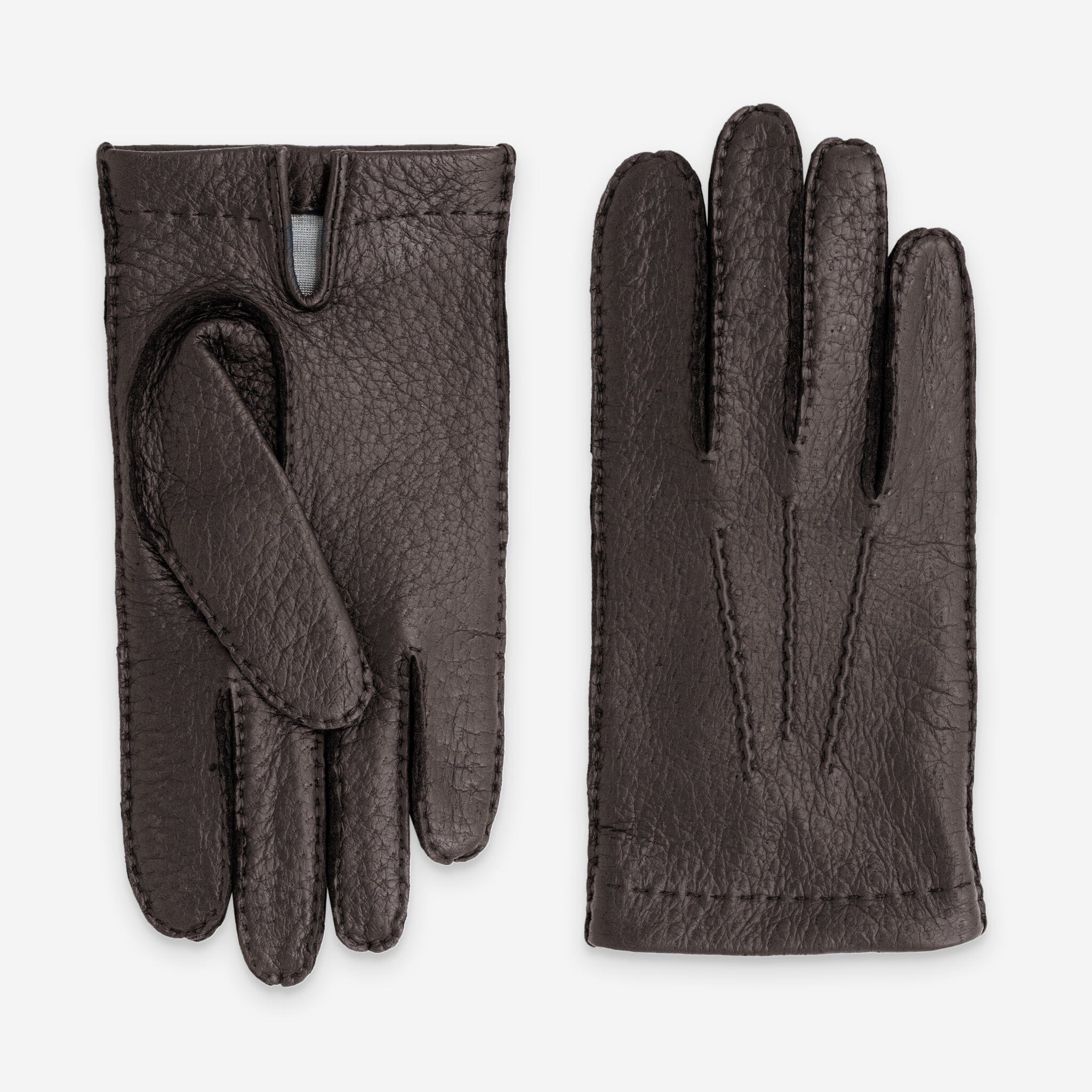 Gants homme Pecari-100% doublure soie-22056SN Gants cuir homme prestige Glove Story Choco 7.5 