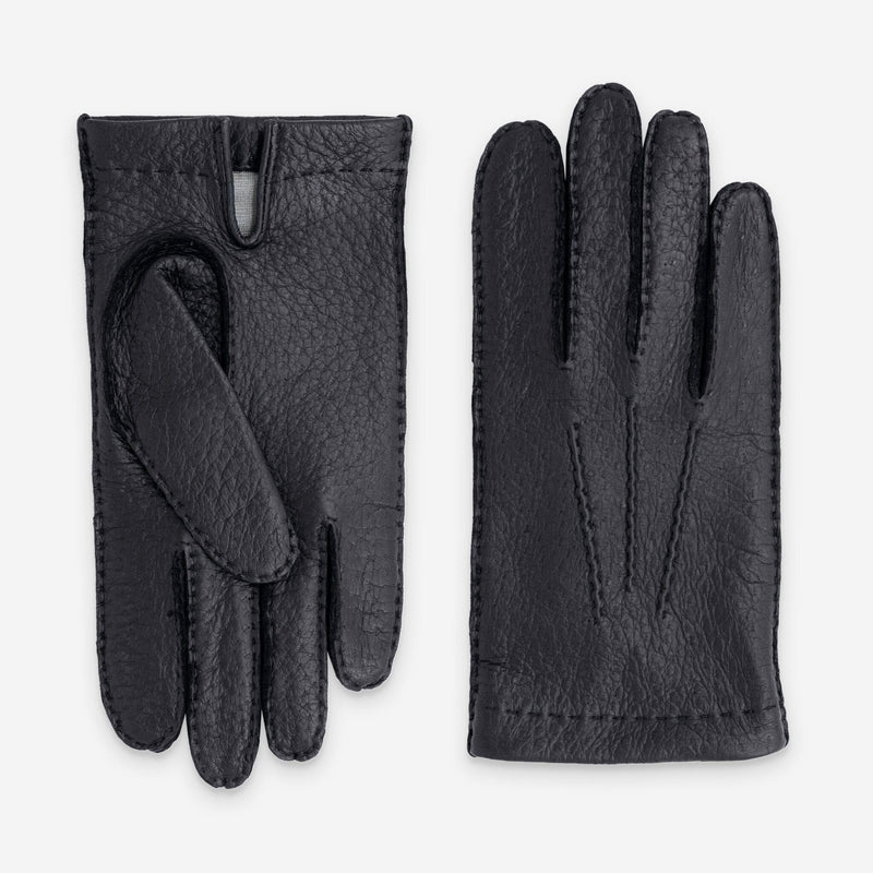 Gants homme Pecari-100% doublure soie-22056SN Gants cuir homme prestige Glove Story Noir 7.5 