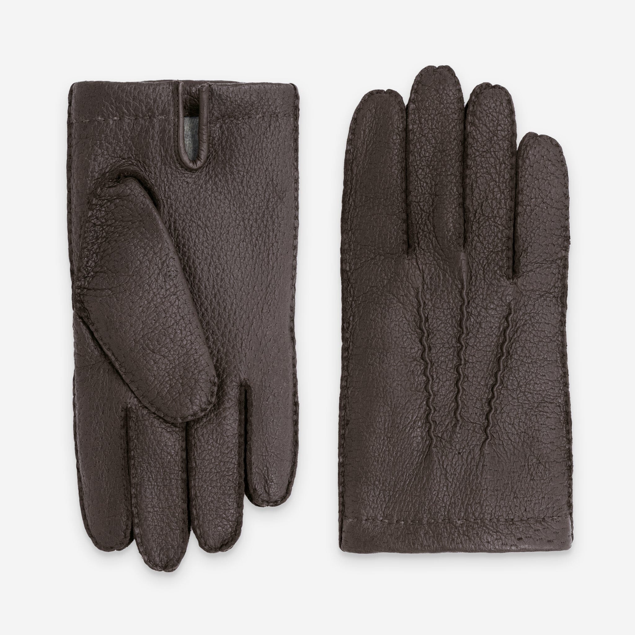 Gants homme pecari double 100% cachemire-22055CA Gants cuir homme prestige Glove Story Choco 7.5 