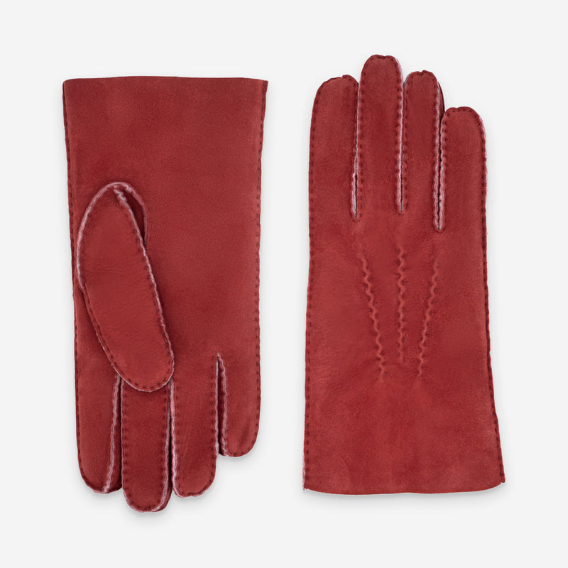 Gants cuir-100% curly-mouton retourné-22111CU Gants Glove Story Rouge 7.5 